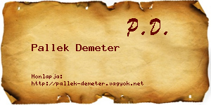 Pallek Demeter névjegykártya